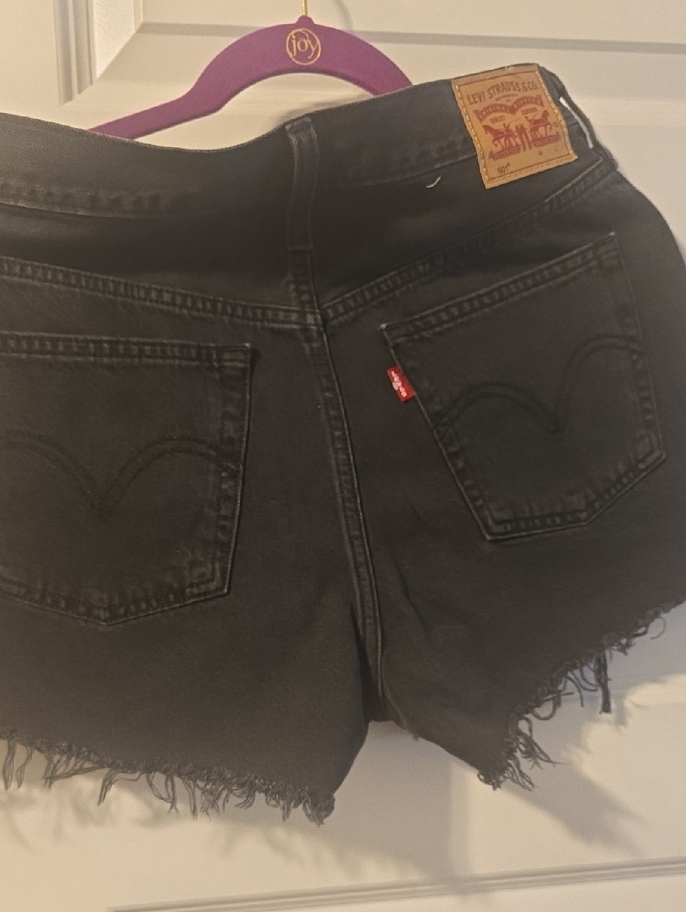 Levi's Black Frayed Hem Denim Shorts SZ 29